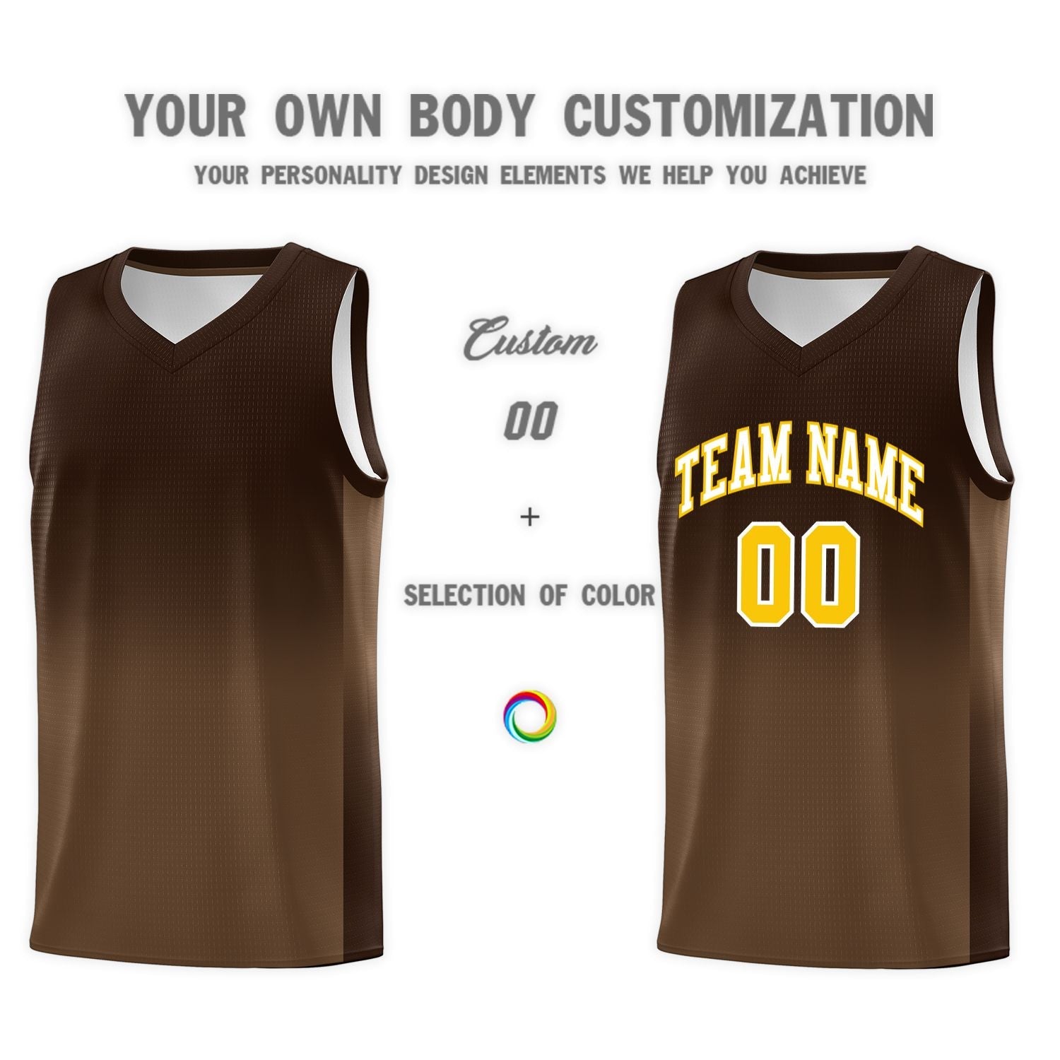 Custom Brown Light Brown Gradient Fashion Sets Sports Uniform Basketball Jersey