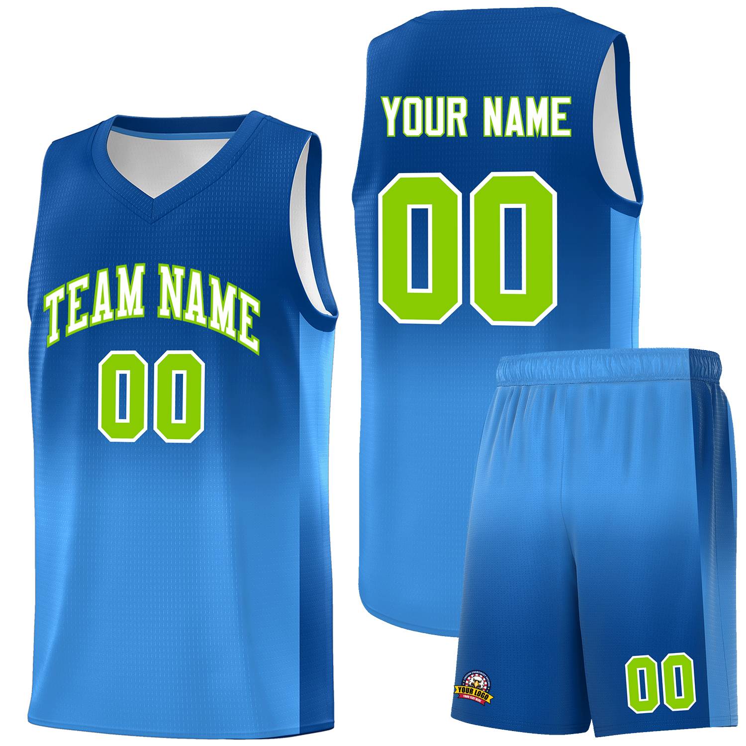 Custom Royal Powder Blue Gradient Fashion Sets Sports Uniform Basketball Jersey