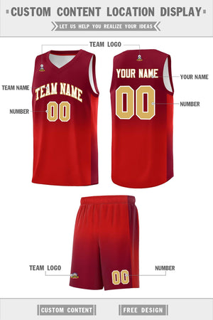 Custom Crimson Red Gradient Fashion Sets Sports Uniform Basketball Jersey