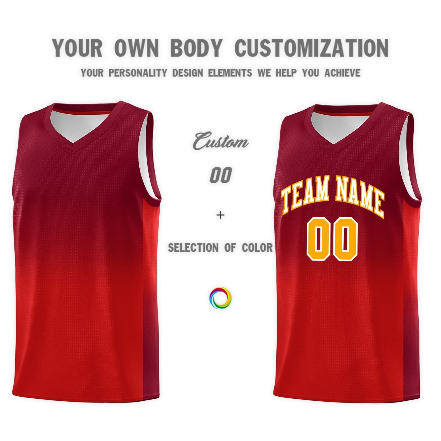 Custom Crimson Red Gradient Fashion Sets Sports Uniform Basketball Jersey