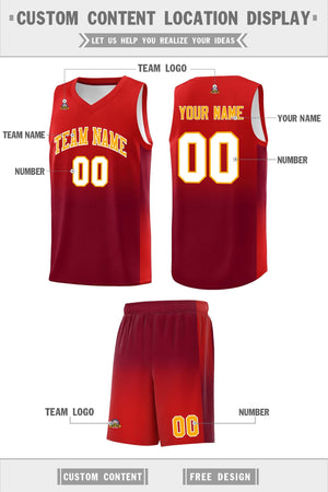 Custom Red Crimson Gradient Fashion Sets Sports Uniform Basketball Jersey