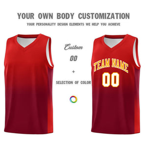 Custom Red Crimson Gradient Fashion Sets Sports Uniform Basketball Jersey