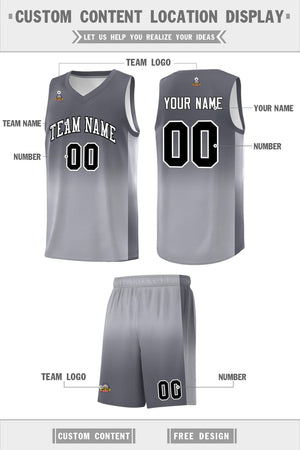 Custom Dark Gray Gray Gradient Fashion Sets Sports Uniform Basketball Jersey