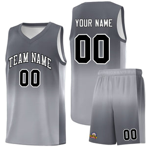 Custom Dark Gray Gray Gradient Fashion Sets Sports Uniform Basketball Jersey