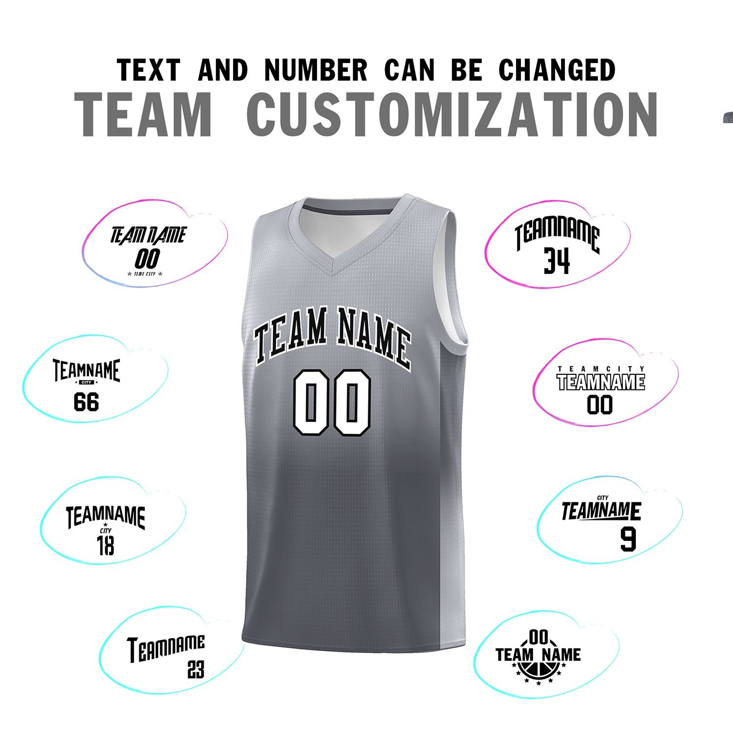 Custom Gray Dark Gray Gradient Fashion Sets Sports Uniform Basketball Jersey