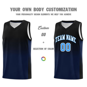 Custom Black Navy Gradient Fashion Sets Sports Uniform Basketball Jersey