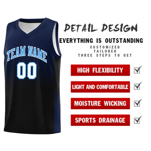 Custom Navy Black Gradient Fashion Sets Sports Uniform Basketball Jersey