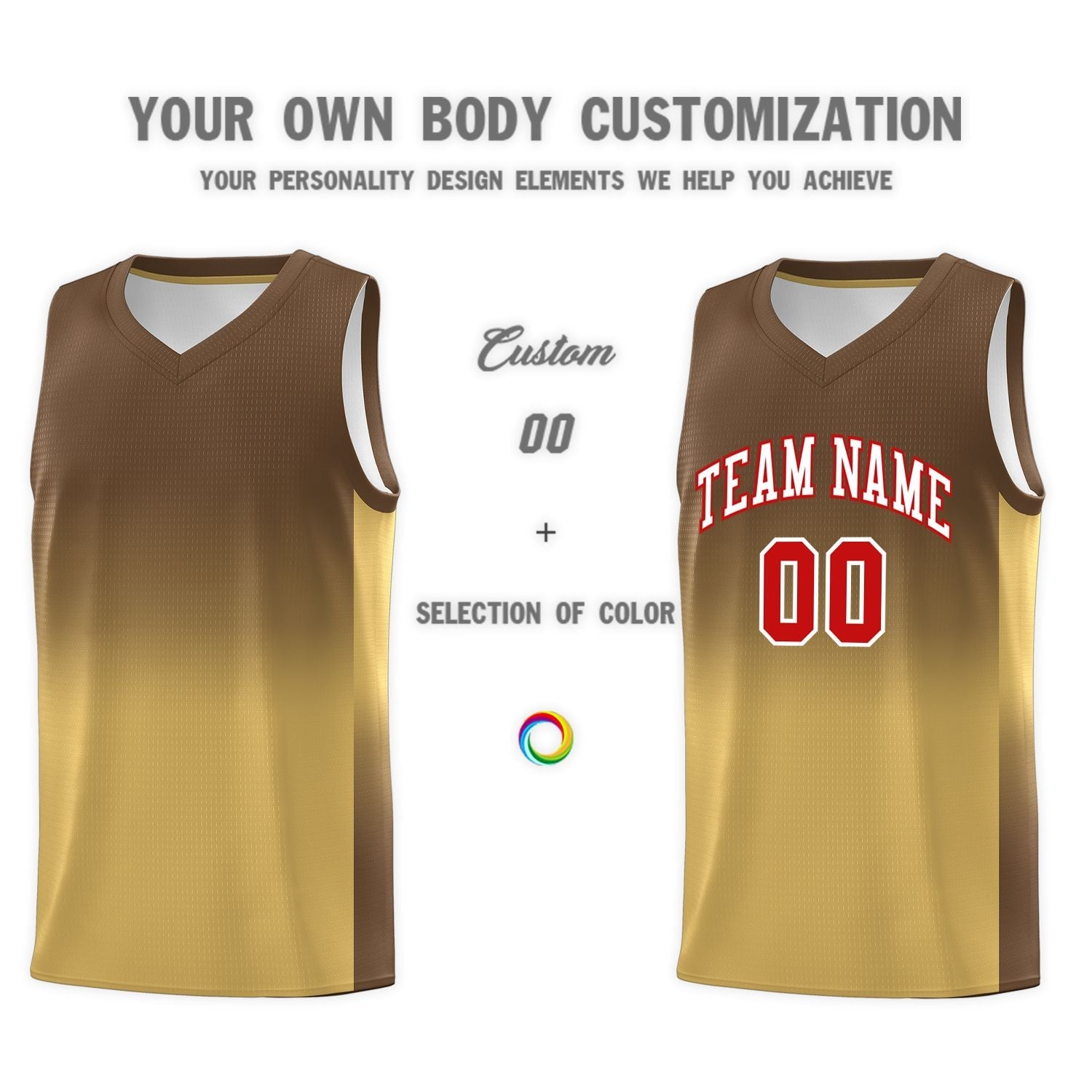 Custom Light Brown Old Gold Gradient Fashion Sets Sports Uniform Basketball Jersey