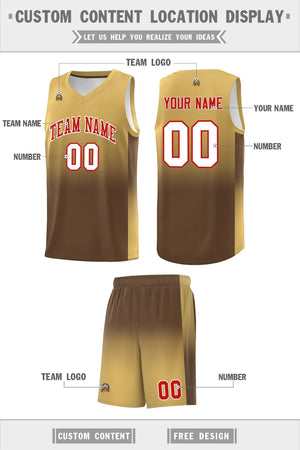 Custom Old Gold Light Brown Gradient Fashion Sets Sports Uniform Basketball Jersey