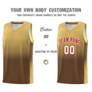 Custom Old Gold Light Brown Gradient Fashion Sets Sports Uniform Basketball Jersey