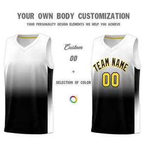 Custom White Black Gradient Fashion Sets Sports Uniform Basketball Jersey