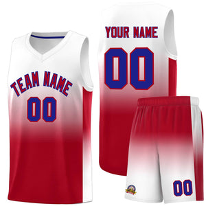 Custom White Red Gradient Fashion Sets Sports Uniform Basketball Jersey