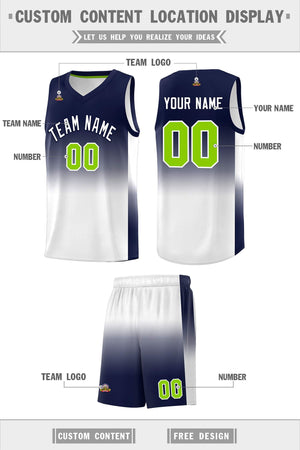 Custom Navy White Gradient Fashion Sets Sports Uniform Basketball Jersey