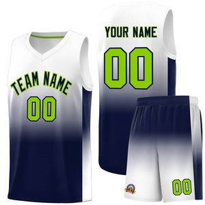 Custom White Navy Gradient Fashion Sets Sports Uniform Basketball Jersey