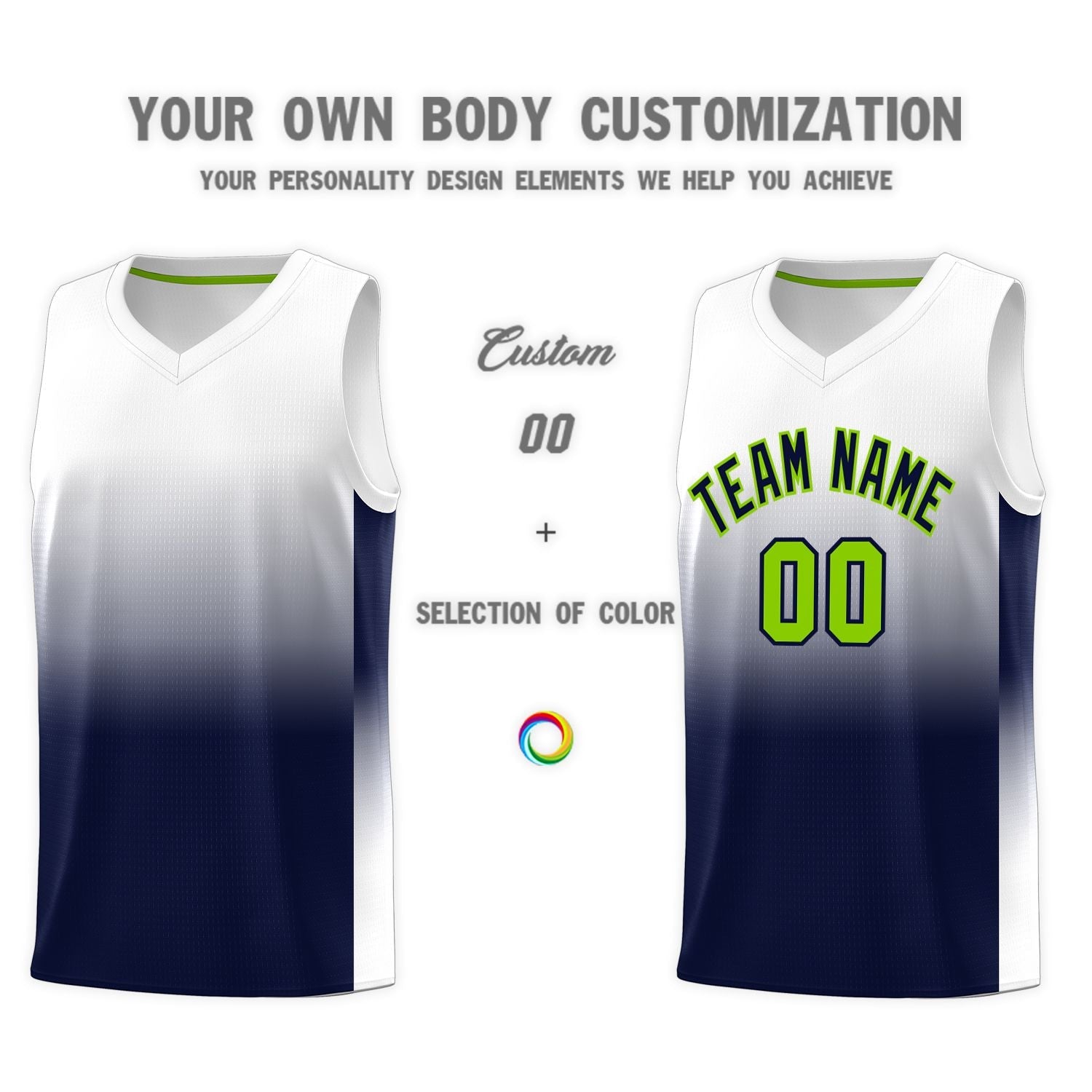 Custom White Navy Gradient Fashion Sets Sports Uniform Basketball Jersey