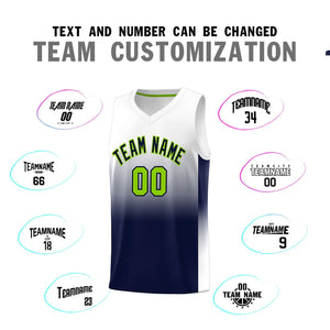 Custom White Navy Gradient Fashion Sets Sports Uniform Basketball Jersey