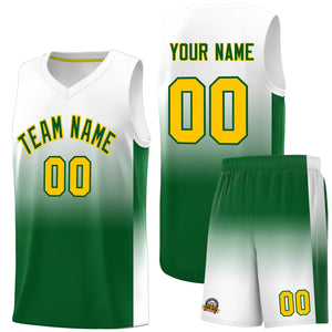 Custom White Kelly Green Gradient Fashion Sets Sports Uniform Basketball Jersey