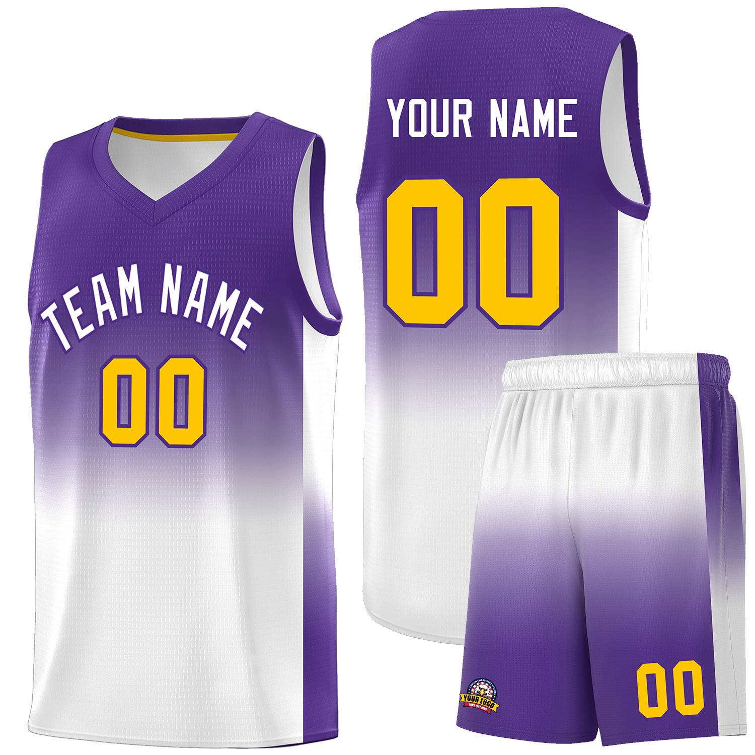 Custom Purple White Gradient Fashion Sets Sports Uniform Basketball Jersey