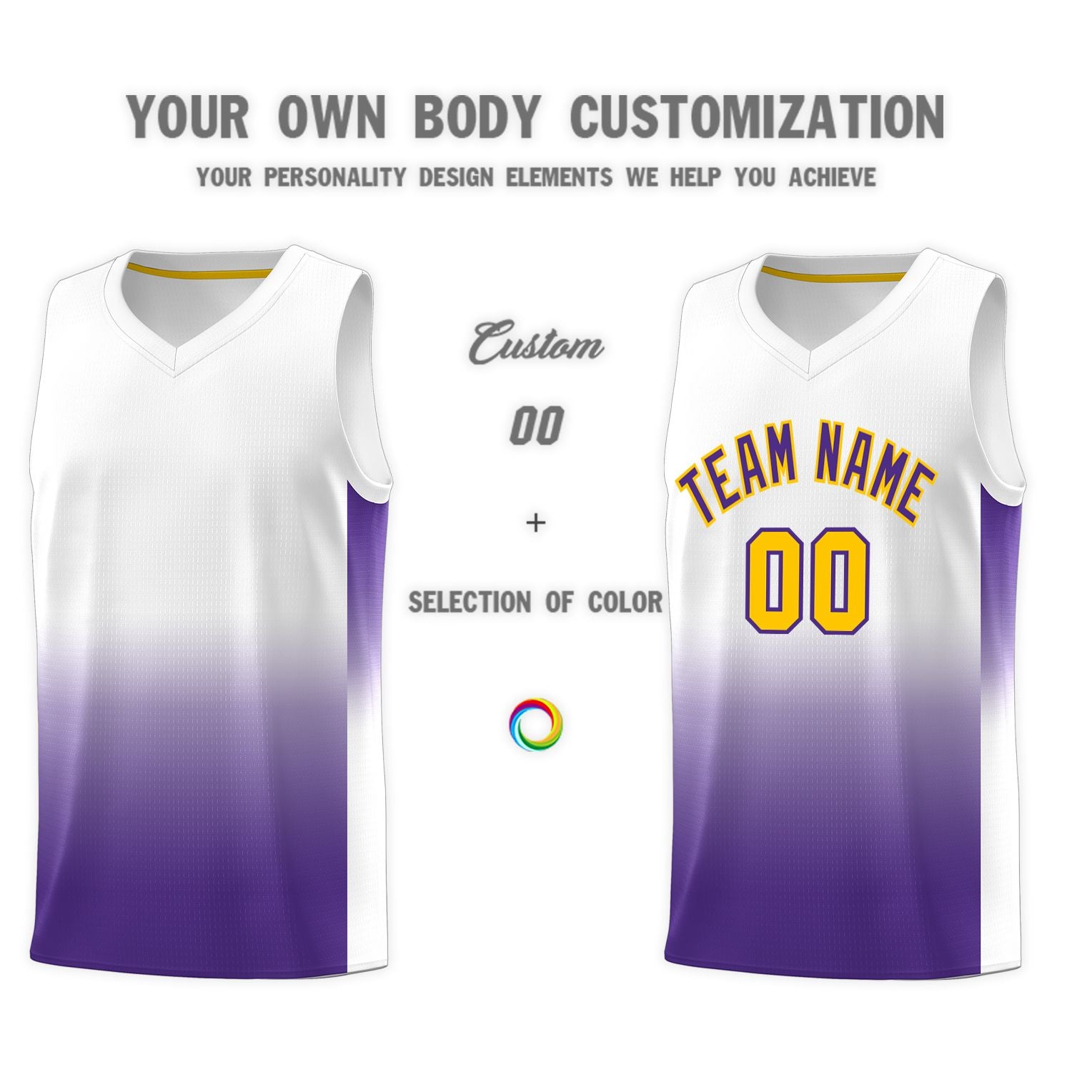 Custom White Purple Gradient Fashion Sets Sports Uniform Basketball Jersey