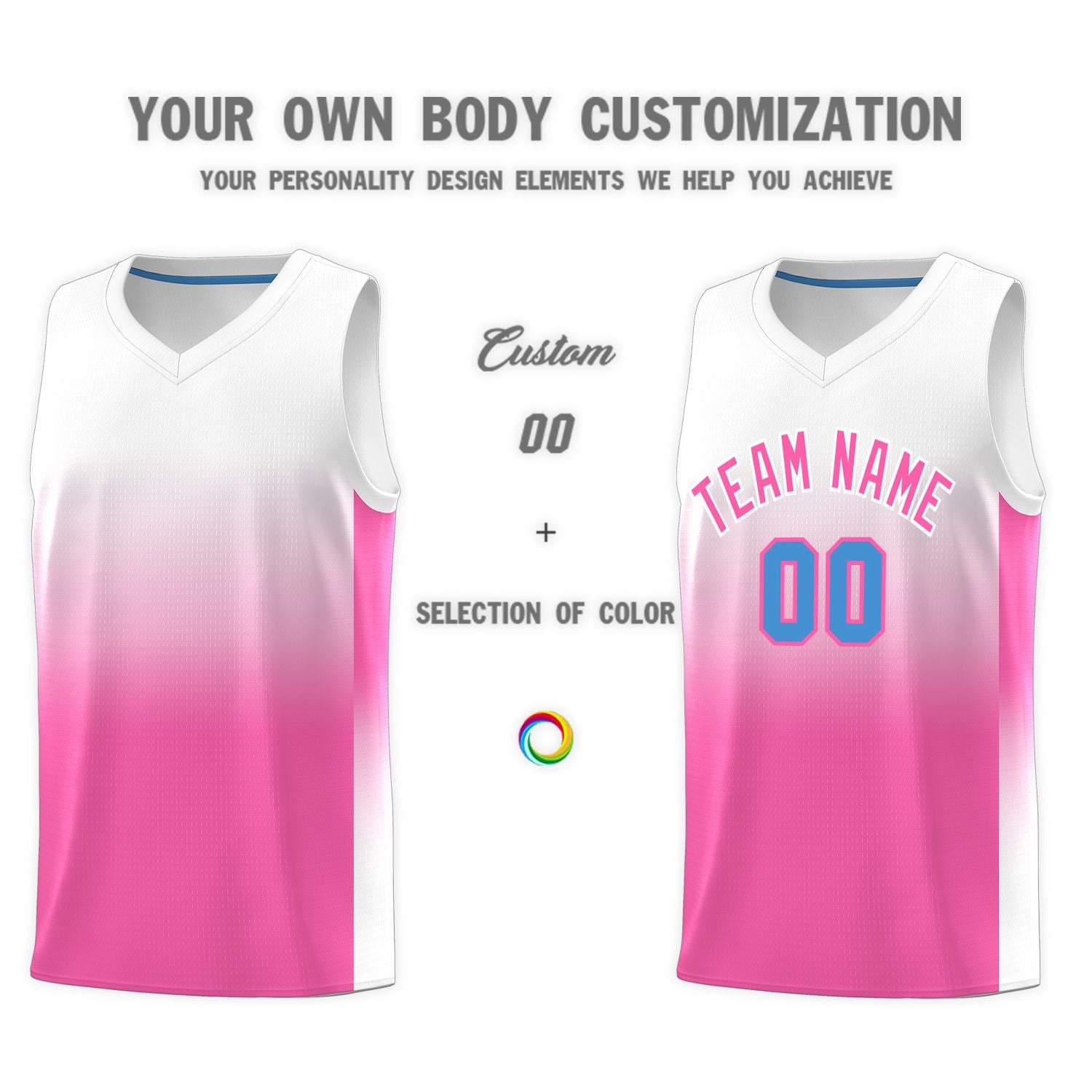 Custom White Pink Gradient Fashion Sets Sports Uniform Basketball Jersey