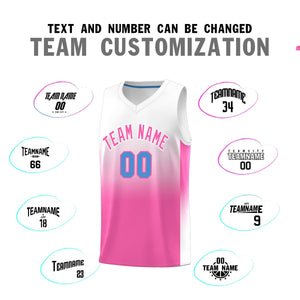 Custom White Pink Gradient Fashion Sets Sports Uniform Basketball Jersey