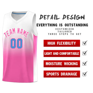 Custom White Pink Gradient Fashion Sets Sports Uniform Basketball Jersey