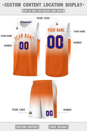 Custom White Orange Gradient Fashion Sets Sports Uniform Basketball Jersey