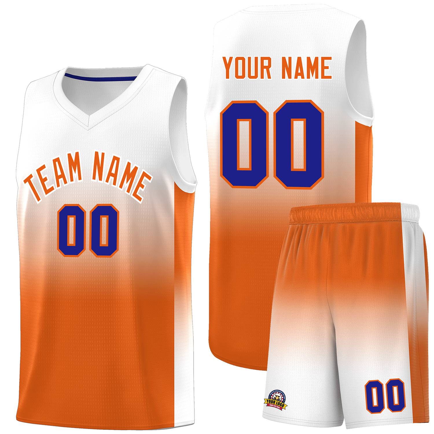 Custom White Orange Gradient Fashion Sets Sports Uniform Basketball Jersey