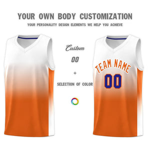 Custom White Orange Gradient Fashion Sets Sports Uniform Basketball Jersey