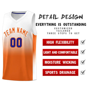 Custom White Orange Gradient Fashion Sets Sports Uniform Basketball Jersey