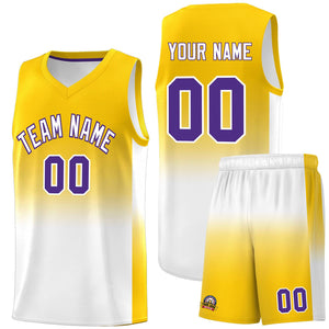 Custom Gold White Gradient Fashion Sets Sports Uniform Basketball Jersey