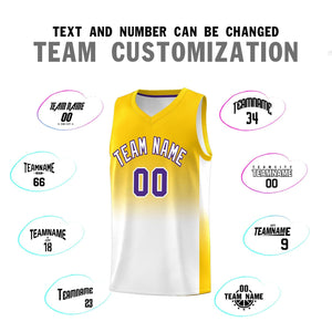 Custom Gold White Gradient Fashion Sets Sports Uniform Basketball Jersey