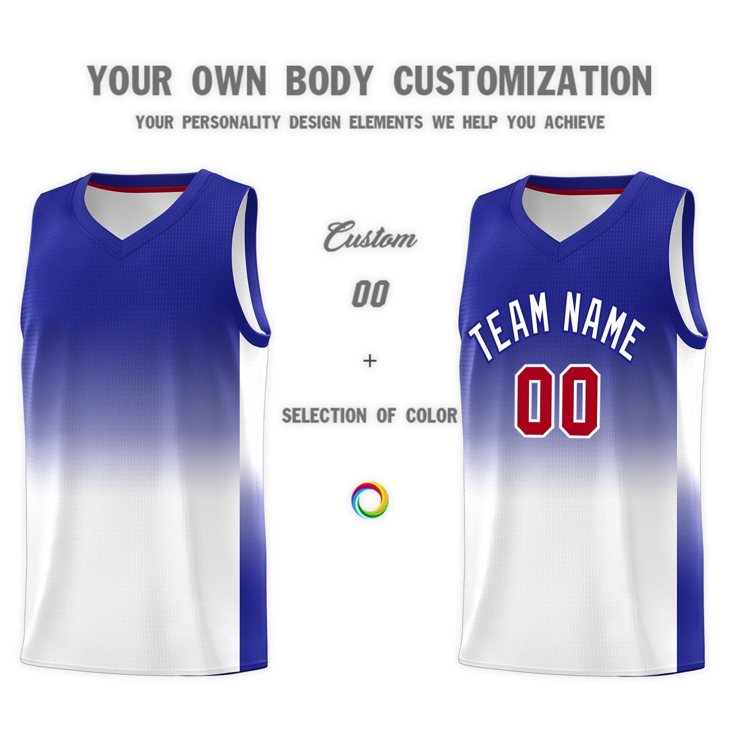 Custom Royal White Gradient Fashion Sets Sports Uniform Basketball Jersey