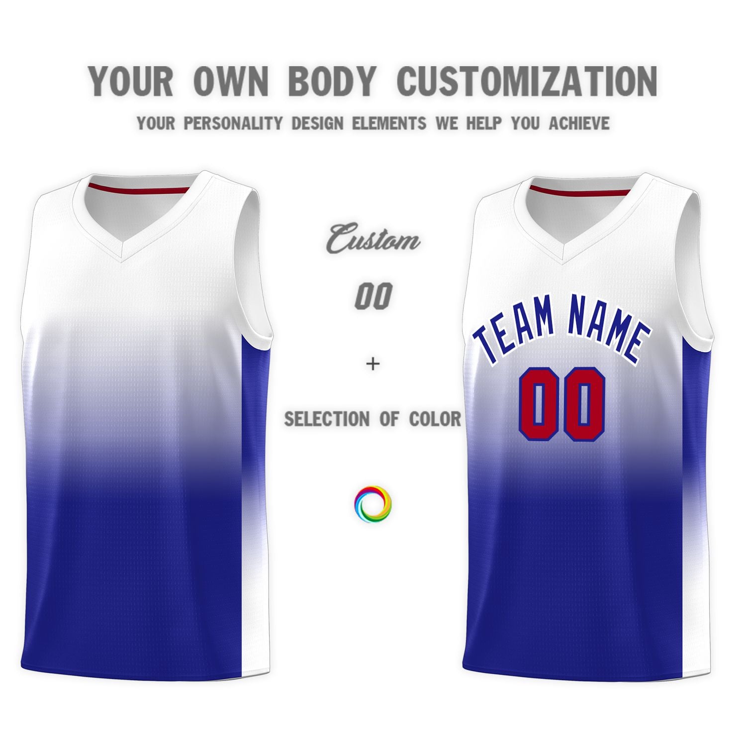 Custom White Royal Gradient Fashion Sets Sports Uniform Basketball Jersey