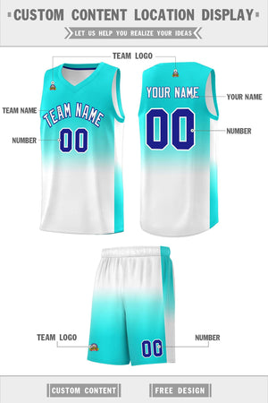 Custom Bright Green White Gradient Fashion Sets Sports Uniform Basketball Jersey