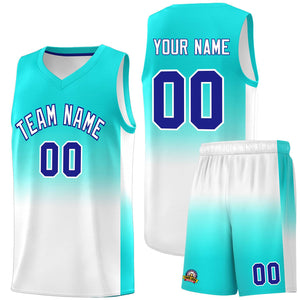 Custom Bright Green White Gradient Fashion Sets Sports Uniform Basketball Jersey