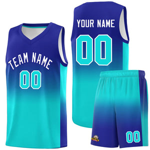 Custom Royal Bright Green Gradient Fashion Sets Sports Uniform Basketball Jersey