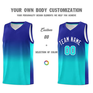 Custom Royal Bright Green Gradient Fashion Sets Sports Uniform Basketball Jersey