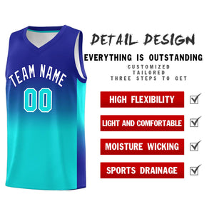 Custom Royal Bright Green Gradient Fashion Sets Sports Uniform Basketball Jersey