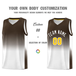 Custom Brown White Gradient Fashion Sets Sports Uniform Basketball Jersey