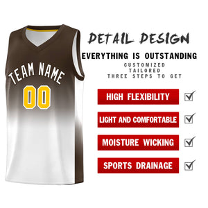 Custom Brown White Gradient Fashion Sets Sports Uniform Basketball Jersey