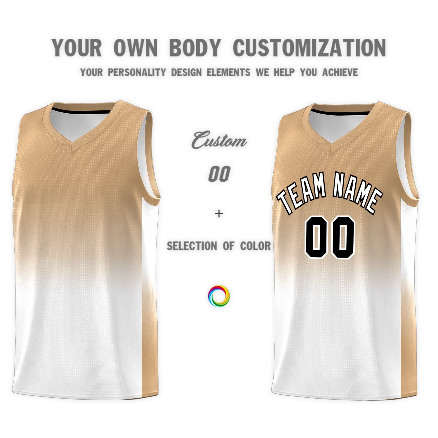 Custom Old Gold White Gradient Fashion Sets Sports Uniform Basketball Jersey