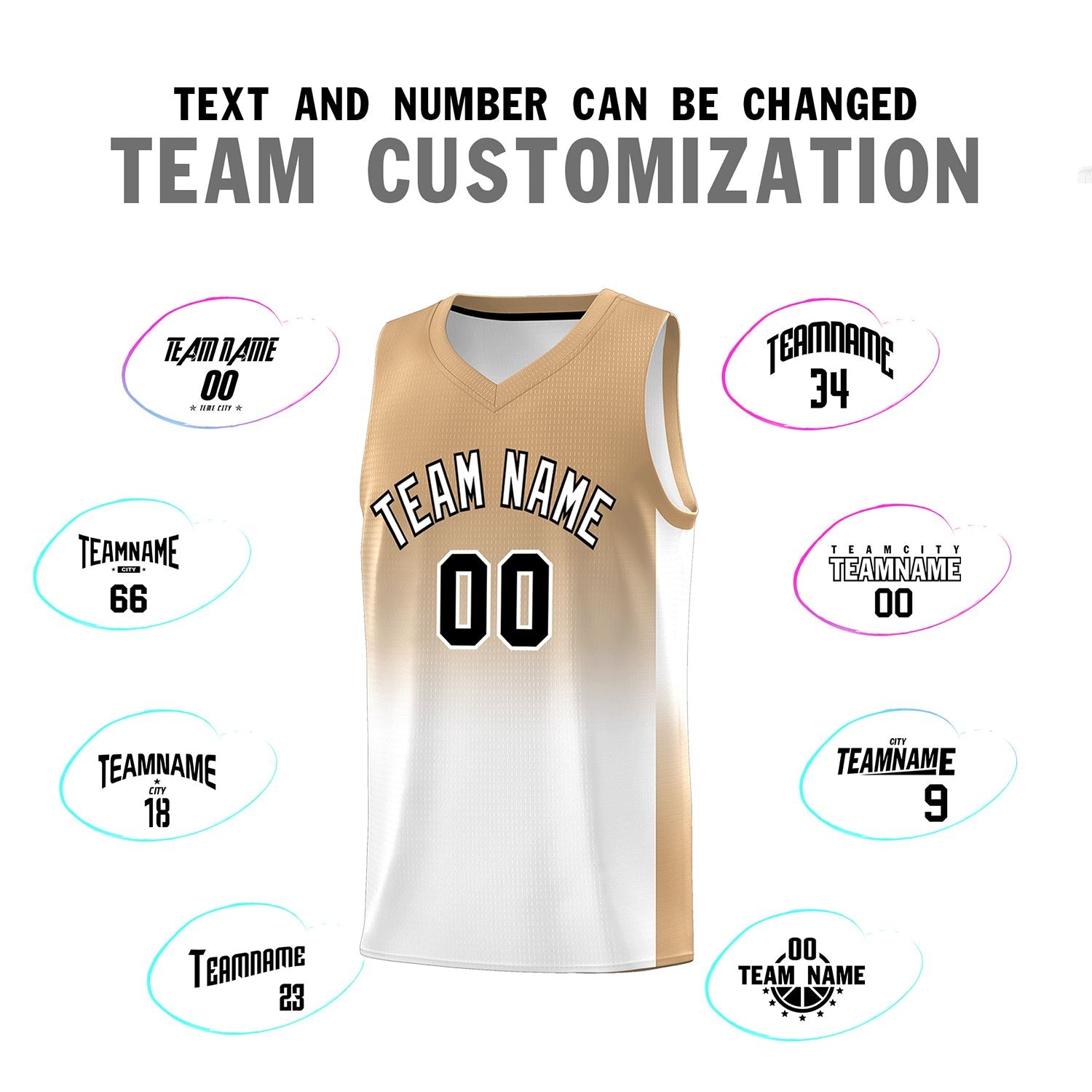 Custom Old Gold White Gradient Fashion Sets Sports Uniform Basketball Jersey