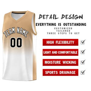 Custom Old Gold White Gradient Fashion Sets Sports Uniform Basketball Jersey