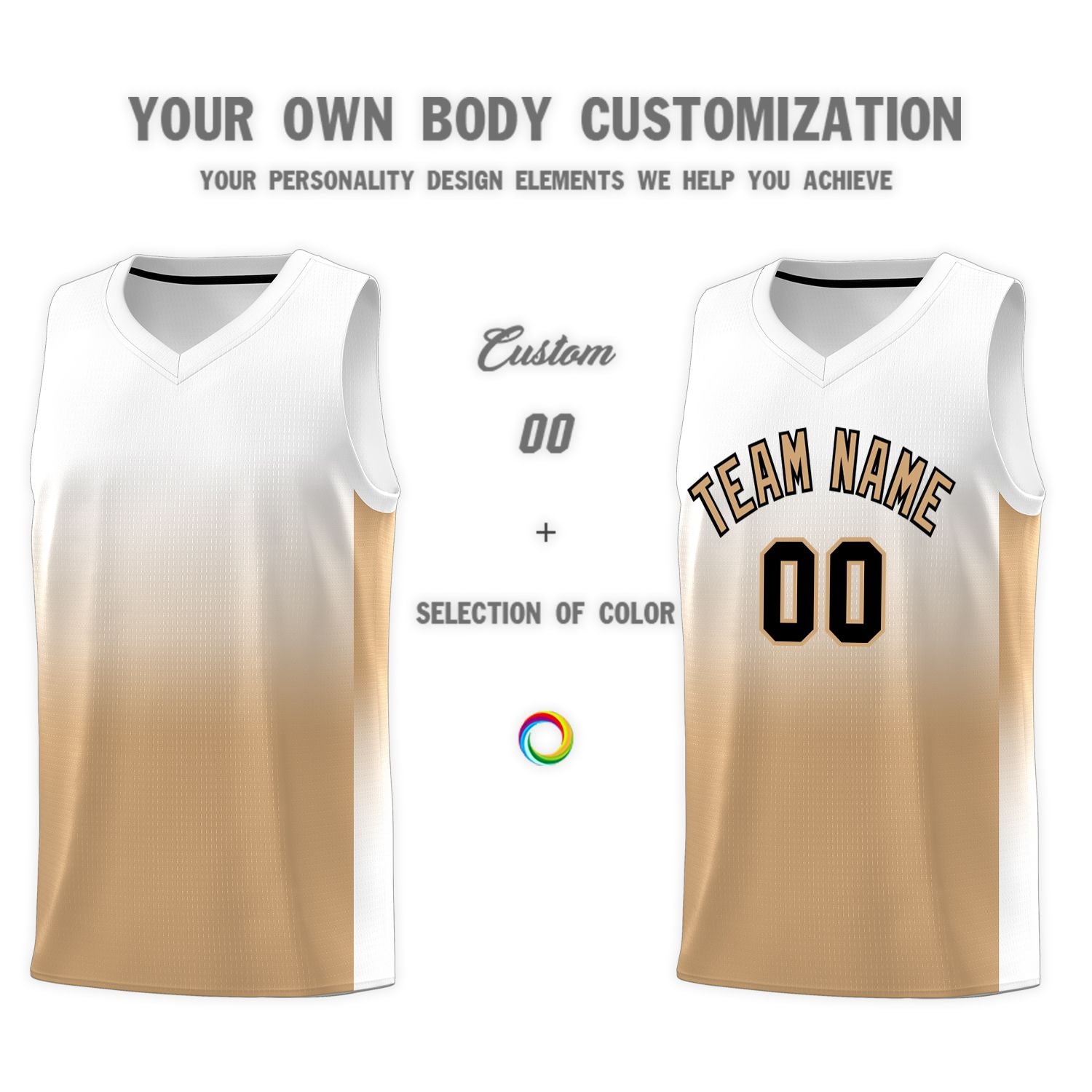 Custom White Old Gold Gradient Fashion Sets Sports Uniform Basketball Jersey