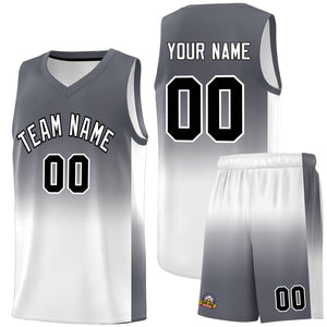 Custom Dark Gray White Gradient Fashion Sets Sports Uniform Basketball Jersey