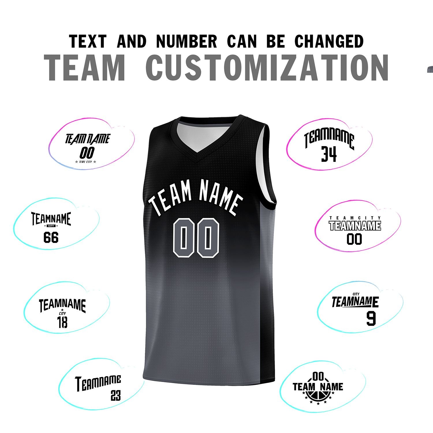 Custom Black Dark Gray Gradient Fashion Sets Sports Uniform Basketball Jersey