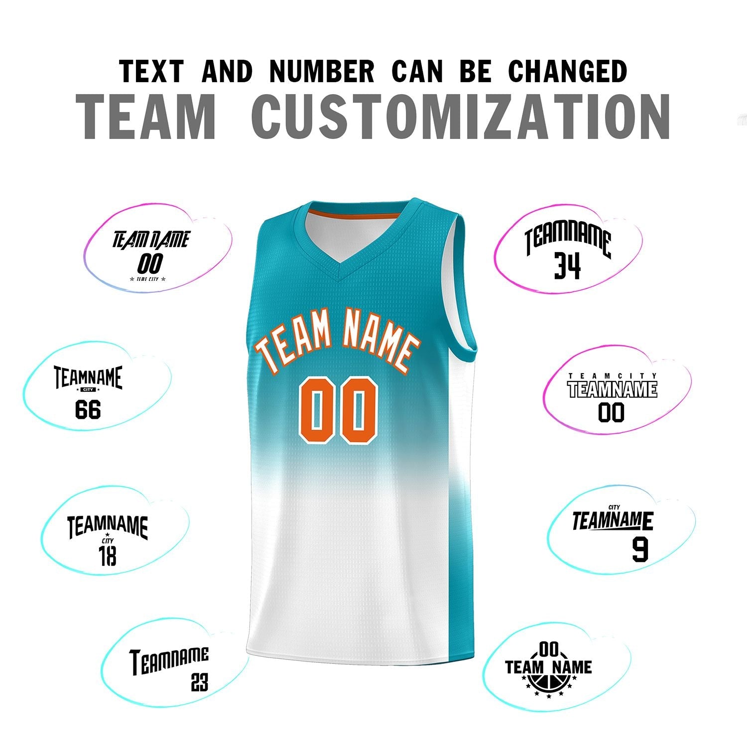 Custom Aqua White Gradient Fashion Sets Sports Uniform Basketball Jersey