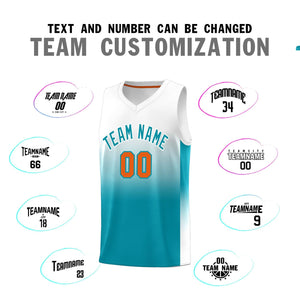 Custom White Aqua Gradient Fashion Sets Sports Uniform Basketball Jersey