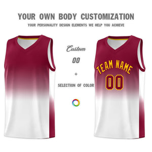 Custom Crimson White Gradient Fashion Sets Sports Uniform Basketball Jersey